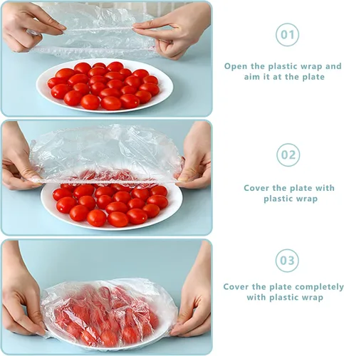 Vista 3 de 300 bolsas de conservación fresca, fundas elásticas para conservar alimentos, fundas ajustables para tazones, para comida sobrante y preparación