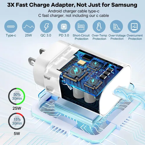 Vista 6 de Cargador USB C de 25 W, cargador de reloj 2 en 1 compatible con Samsung Galaxy Watch 7/6/6 Classic/5 Pro/5/4/3/Active2/1 y Galaxy S24 Blanco