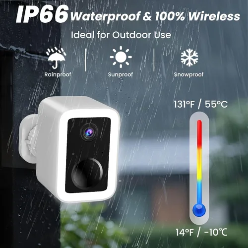 Vista 4 de Cámaras de seguridad 2K inalámbricas para exteriores, almacenamiento en la nube gratuito, foco y sirena integrados, detección de movimiento por IA