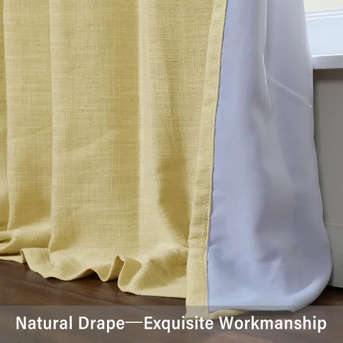 Vista 5 de Frelement Cortinas plisadas opacas completas para barra transversal y pista, cortinas texturizadas de lino para dormitorio, sala de estar, cortinas