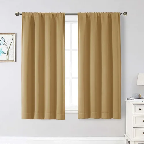 Vista 120 de Cortinas opacas para dormitorio, sala de estar, juego de 2 paneles de 54 pulgadas de largo, cortinas de oscurecimiento de habitación con aislamiento