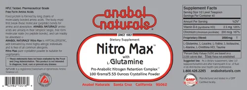 Vista 2 de Anabol Naturals Nitro Max con L-glutamina 3.53 oz en polvo