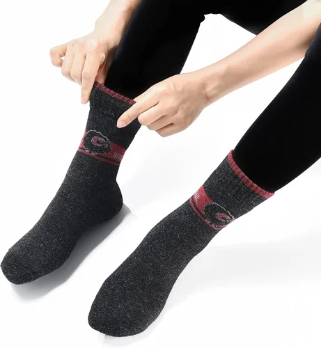 Vista 2 de NinetoFiveLife Paquete de 4 calcetines de lana gruesa para invierno, calcetines de senderismo para mujer, calcetines de punto para recreación al