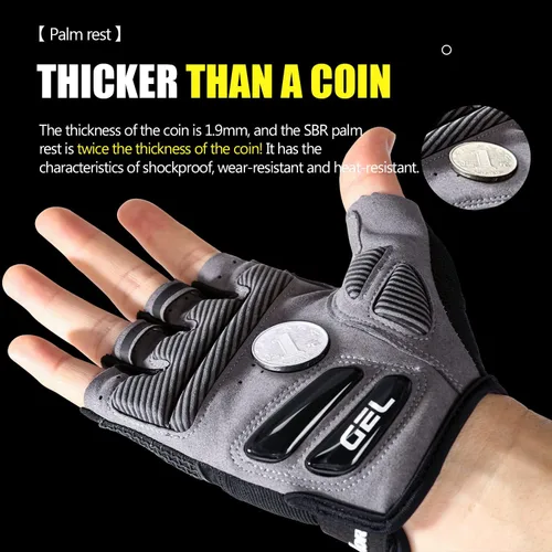 Vista 4 de Kyncilor Guantes de ciclismo para hombres y mujeres transpirables de medio dedo guantes de bicicleta de montaña amortiguadores de golpes