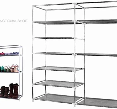 Vista 5 de Zapatero de 9 niveles, organizador de almacenamiento portátil de almacenamiento para zapatos, 10 niveles, 9 celosías, cubierta de tela impermeable