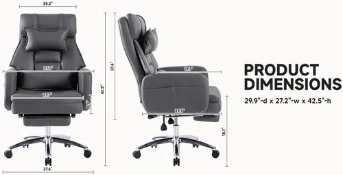 Vista 3 de Silla ejecutiva de oficina, silla de oficina para juegos de computadora, respaldo alto, silla de escritorio ajustable para el hogar, silla giratoria