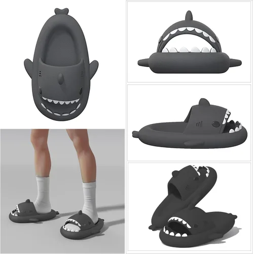 Vista 2 de XPKWS Sandalias de tiburón para mujeres y hombres, unisex, pantuflas de nube para adultos, sandalias de playa con suela gruesa