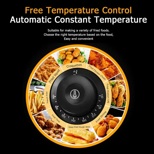 Vista 6 de Kit de freidora eléctrica de pavo para uso comercial y doméstico con cesta, 5000 W MAX 12.7 cuartos de galón de acero inoxidable doble tanque