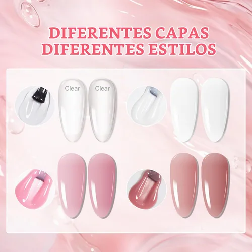 Vista 4 de JODSONE Gel Constructor para Uñas, Juego de 4 Piezas de 10ML, Fortalecedor de Puntas y Extensiones de Uñas, Necesario de Curación con Lámpara