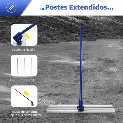 Vista 3 de Bull Float - Flotador de hormigón de 48 x 8 pulgadas, herramienta de flotador de hormigón de resorte de extremo redondo, herramienta de flotación