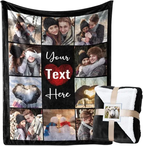 Vista 21 de Envía al Día Siguiente Manta Personalizada con Imagen para Mi Esposa Manta Foto Personalizada Regalo de Boda para Pareja Día de San Valentín