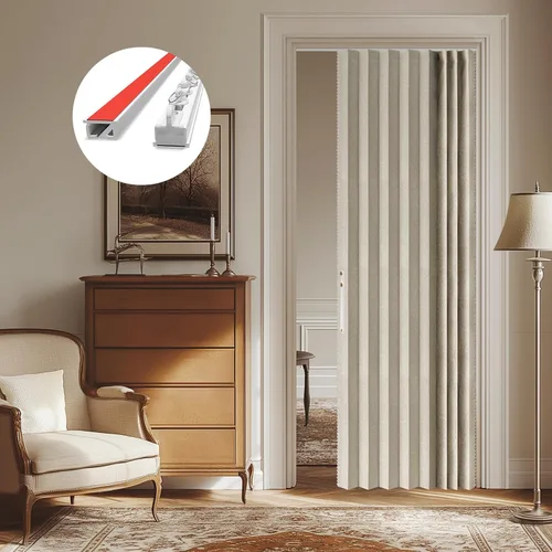 Vista 32 de AJAZZ Cortinas 100% Opacas para Puertas Corredizas de Entrada, Puertas de Acordeón para Entrada, Cortina Magnética para Puerta de Dormitorio Sala