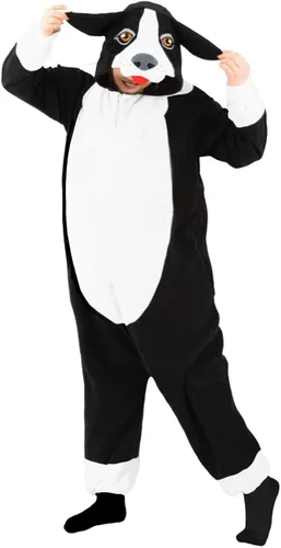 Vista 4 de Pijama de perro Border Collie para adultos, disfraz de perro, pijama de una pieza para cosplay, pijama de animal para mujeres y hombres