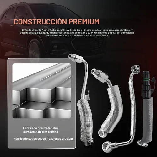 Vista 6 de Kit completo de línea de aceite y refrigerante Turbo para EcoTec de 1.4 L - Compatible con Chevy Cruze/Sonic/Trax y Buick Encore (2011-2021)