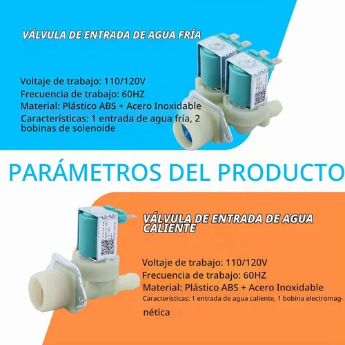 Vista 9 de Válvula de entrada de agua de lavadora para Samsung WF42H5000AW/A2