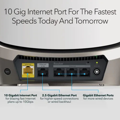 Vista 4 de NETGEAR Router WiFi 6E de cuatro bandas Orbi (RBRE960), características de seguridad, velocidad de hasta 10 Gbps, cubre hasta 3,000 pies cuadrados