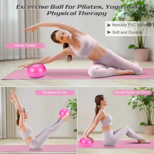 Vista 4 de Kit esencial de pilates para mujeres caseras, juego de anillos y pelotas, equipo de pilates para entrenamientos, 3 bandas de resistencia, calcetines