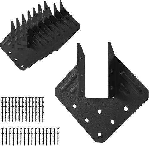 Vista 15 de Percha oculta para vigas, 8 piezas, soporte de vigas de 2 x 4 pulgadas, soporte de marco, soportes de barandilla, Q235B percha de vigas