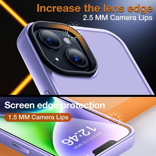 Vista 4 de Yriklso - Funda para iPhone 13/14, absorción de golpes, color morado claro Púrpura claro