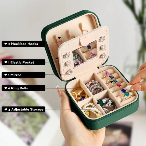 Vista 3 de Joyeros con letras pequeñas, organizador de joyas de viaje, esencial para mujeres, madres, amigas, mujeres, cumpleaños, damas de honor