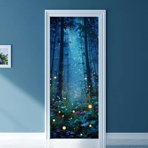Vista 15 de arricraft 2 piezas de pegatinas adhesivas para puerta, 31.5"x78.7" adhesivos de pared 3D con patrón de cascadas de cuevas, vinilo para puertas