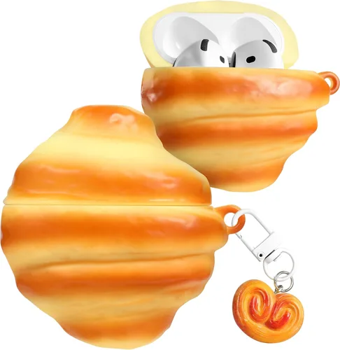 Vista 13 de Boaretiu - Funda para AirPods Pro/Pro de 2ª generación, lindo KawaiiBanana con llavero para AirPods Pro y Pro 2, divertida funda 3D de silicona