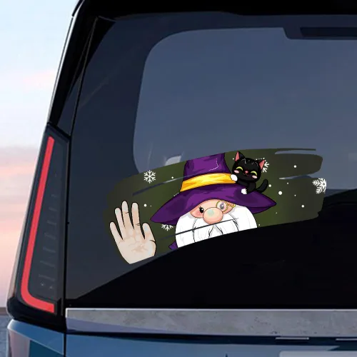 Vista 49 de Pegatina Navideña de Papá Noel Asomado, Lindas Pegatinas de Venado y Muñeco de Nieve para Ventana, Adhesivos para Parachoques de Coche, Adornos