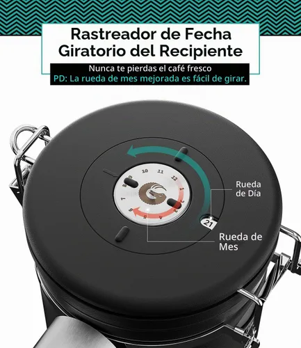 Vista 8 de Coffee Gator Coffee Canister, 16oz Airtight Stainless Steel Container Negro