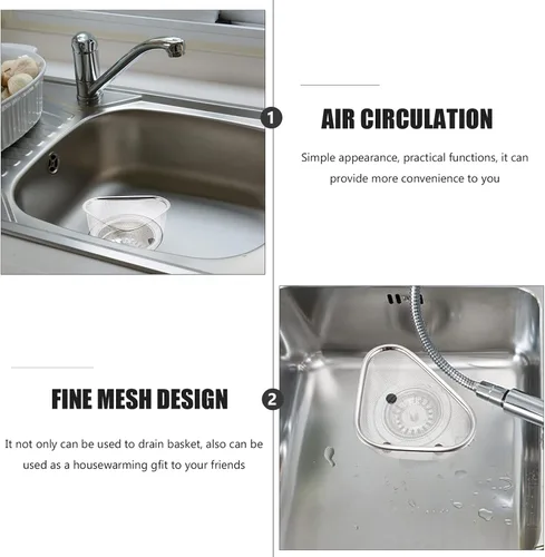 Vista 6 de DOITOOL Colador de acero inoxidable con forma de triángulo de malla cesta colador de cocina cestas de drenaje para frutas limpieza de verduras