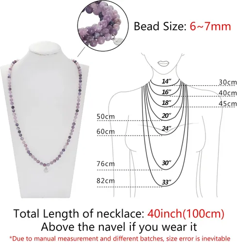 Vista 8 de Firstmeet Collar de piedra larga de ágata con cuentas de cadena redonda suave pulsera joyería para mujer Amatista