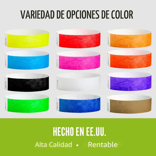 Vista 6 de 100 pulseras Tyvek negras Wristco para eventos Negro