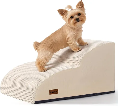 Vista 15 de Aodisman Escaleras para perros pequeños,Rampa para perros de 3 escalones Beige