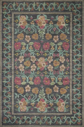 Vista 3 de Loloi Rifle Paper Co. Colección Rosa RSA-01 Negro 2'-3" x 3'-9" Alfombra Decorativa