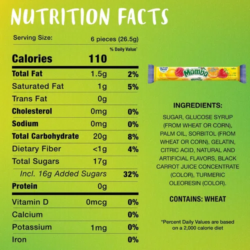 Vista 7 de Mamba Caramelos masticables de frutas, 3.73 onzas, 24 piezas (paquete de 24)