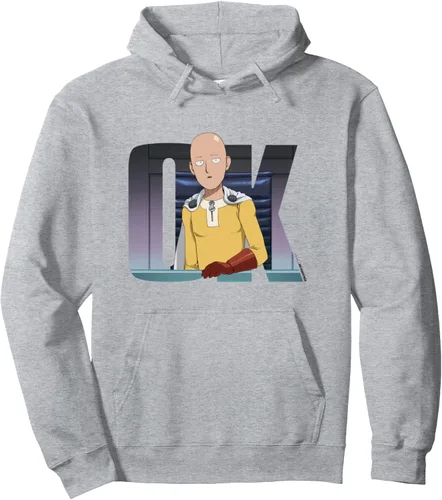 Vista 3 de One Punch Man Sudadera con capucha Saitama OK, Negro - Rojo