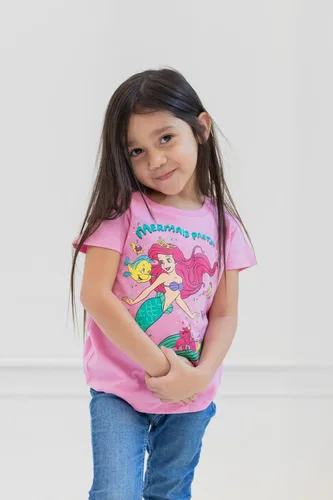 Vista 4 de Disney Minnie Mouse Princess The Little Mermaid Moana Lilo & Stitch Frozen Elsa - Camiseta de cumpleaños para niñas pequeñas y grandes