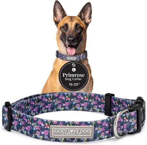Vista 44 de Lucky Love Dog - Collar para perras pequeñas, diseño Blackbird de estampado alegre con flores de primavera y verano, talla XS Collar Blackbird