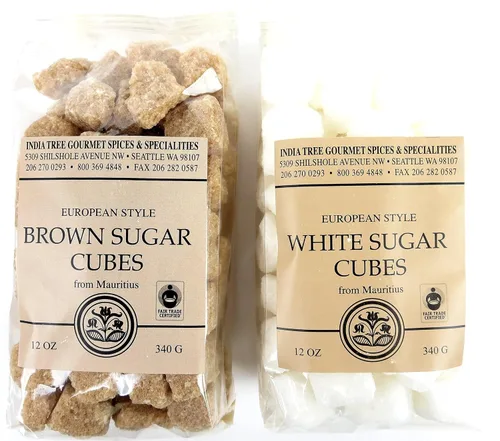 Vista 5 de India Tree Cubos de azúcar blanco de comercio justo sin OMG, contenedor de 1.1 libras, cubos de azúcar de caña pura de corte áspero para café, té