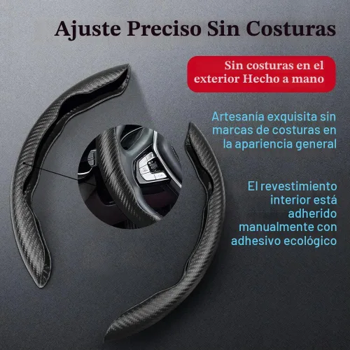 Vista 3 de Funda para volante, cubierta antideslizante de fibra de carbono para volante, protector segmentado para el interior del automóvil, accesorios