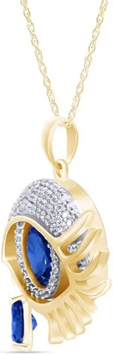 Vista 2 de Collar con colgante de lágrima de ojo de ángel en oro amarillo de 14 quilates sobre plata de ley
