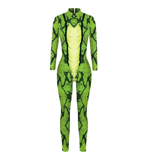 Vista 3 de JJEUWE Disfraz de Halloween para mujer, traje de cosplay 3D delgado elástico