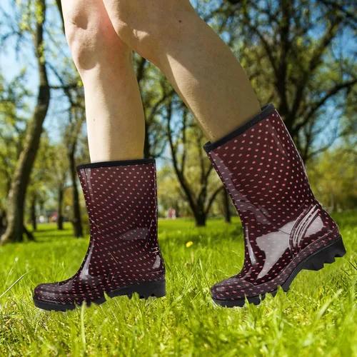 Vista 43 de DKSUKO Waterproof Womens Rain Boots insulated,Lightweight Rubber fashion Boots in Gardening,Warm and Comfortable Wide Calf Rain Boots with Glossy in