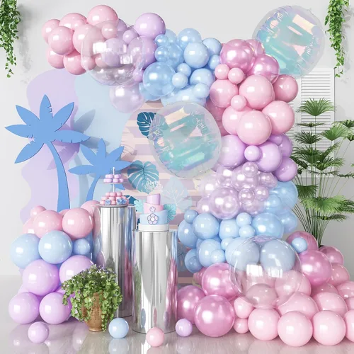 Vista 8 de Kit de arco de guirnalda de globos de Año Nuevo, globos de estrella de explosión negros y dorados, globos de estrella de explosión negra perla