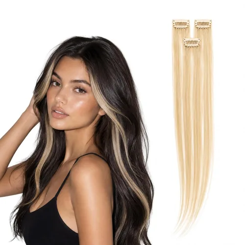 Vista 22 de WIGI 3 clips de cabello humano con reflejos, champán de 24 pulgadas #18A/60 Champaign Highlight