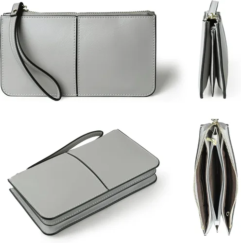 Vista 6 de Befen - Bolso clutch de mano de cuero con correa para teléfono celular, organizador de tarjetas