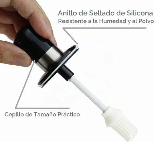 Vista 7 de EIKS Botella de aceite con cepillo de silicona para cocinar barbacoa cocina