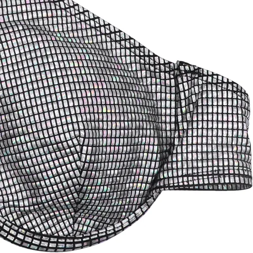 Vista 5 de JUMISEE Bikini con tiras de holograma brillante neón para mujer, sexy, halter envolvente, traje de baño con tanga para fiesta rave