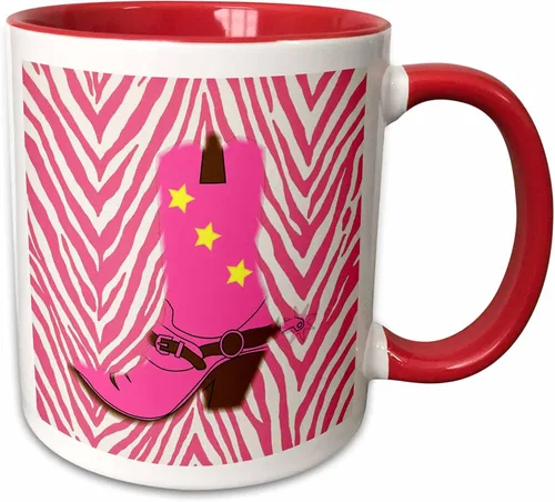 Vista 8 de 3dRose Taza de café, tamaño - 15oz - Imagen de la bota de vaquero rosa femenina en la vida campestre Chevron rosa - divertido regalo de taza de café