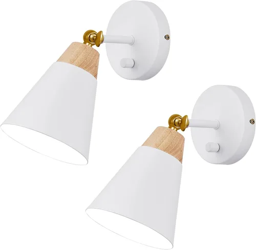 Vista 11 de Aplique de Pared con Pantalla de Metal, Interruptor de Encendido/Apagado, Lámpara Decorativa de Interior de Montaje en Pared con Brazo Articulado