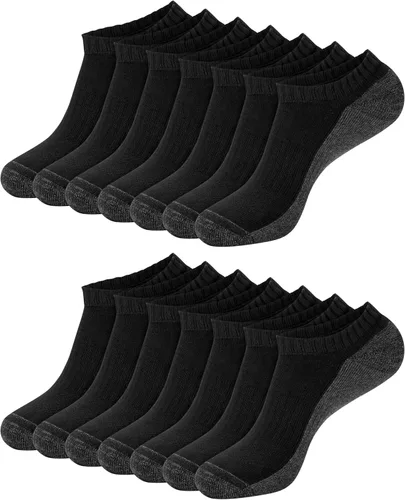 Vista 4 de Hanes - Calcetines para hombre, calcetines X-Temp acolchados de corte bajo, paquete de 12 Negro - Paquete de 12